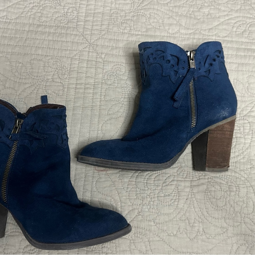 Women's Blue Suede Ankle Boots
